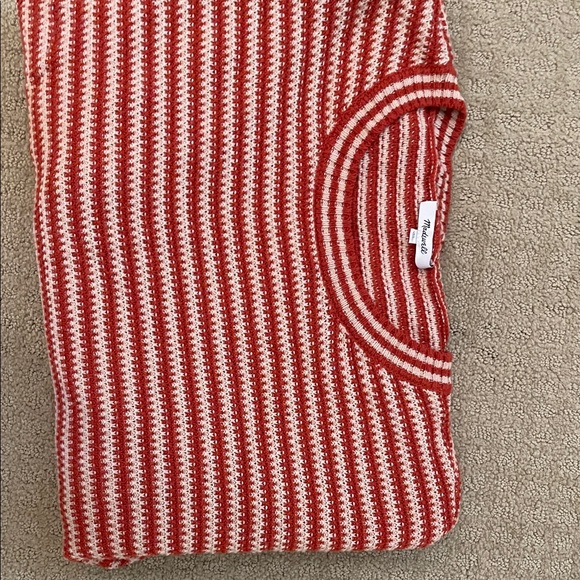 Madewell Striped Red and White Crew Neck Sweater - Picture 3 of 6
